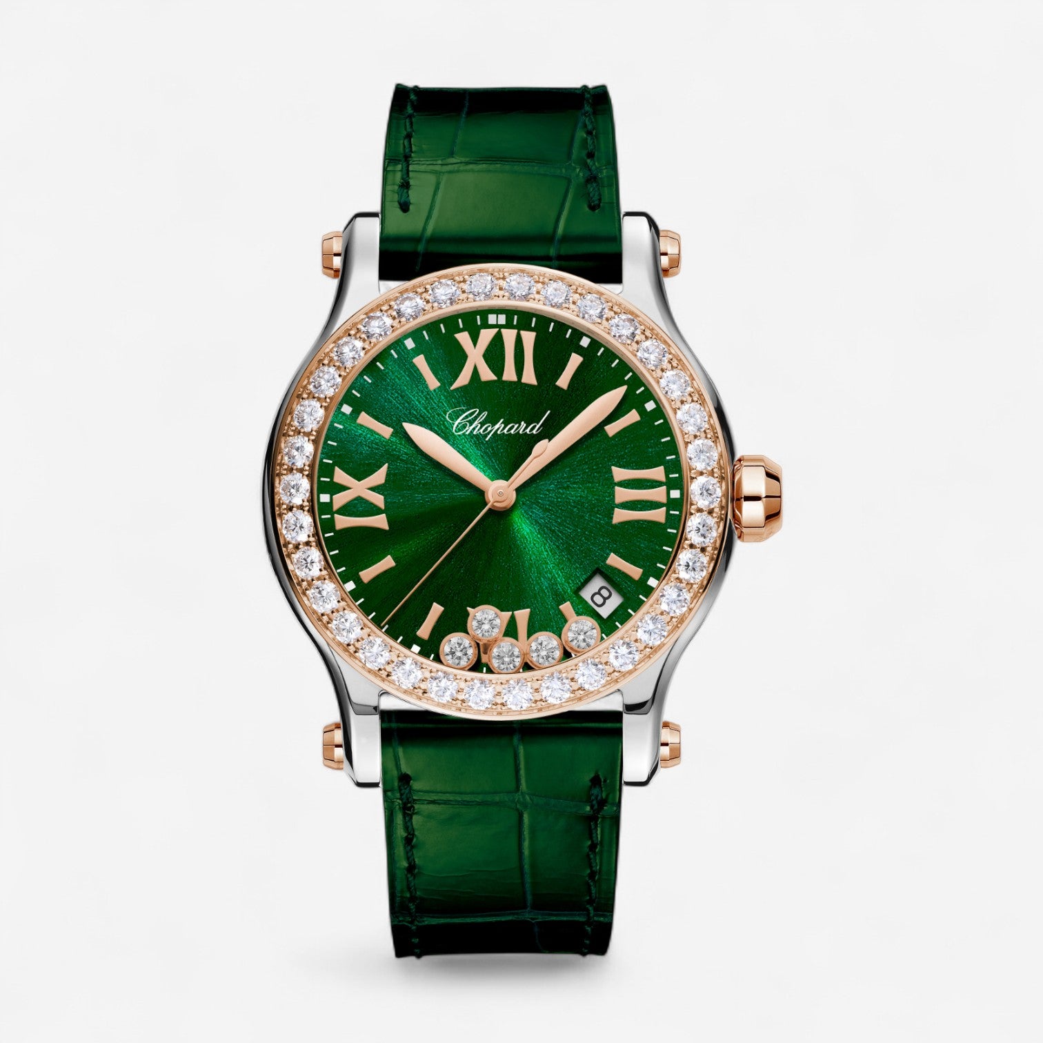 Chopard Happy Sport Stainless Steel & 18K Rose Gold Diamond Quartz Ladies Watch 278582-6007