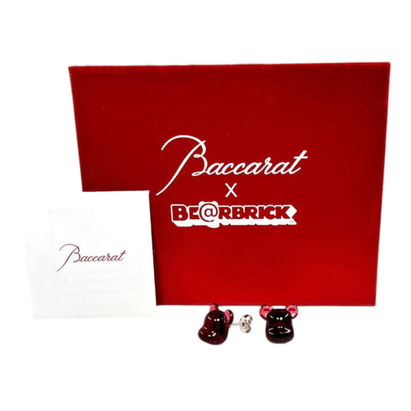 Baccarat Bearbrick Sterling Silver & Red Crystal Stud Earrings 2814124