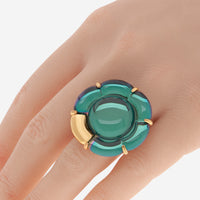 Baccarat Vermeil, Green Crystal Flower Statement Ring 2807623 - THE SOLIST
