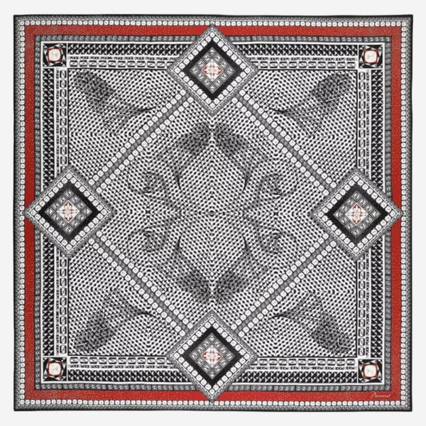Baccarat Louxor Twill Silk Maxi Tie Red Square Scarf 2809038