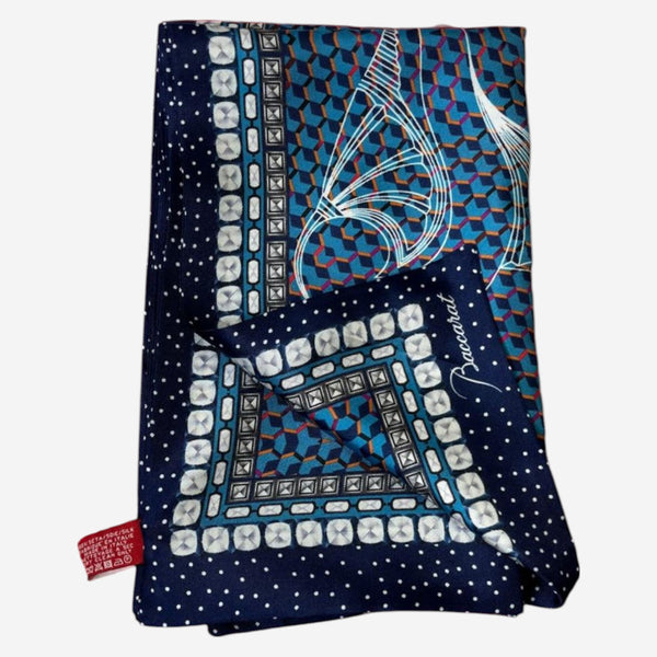 Baccarat Louxor Twill Silk Maxi Tie Blue Scarf 2809051