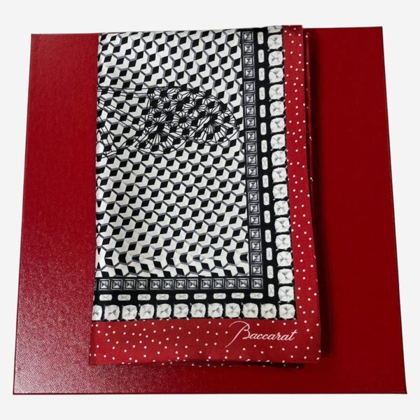 Baccarat Louxor Twill Silk Maxi Tie Black, White & Red Scarf 2809053