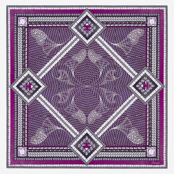 Baccarat Louxor Twill Silk Maxi Tie Purple Square Scarf 2809962