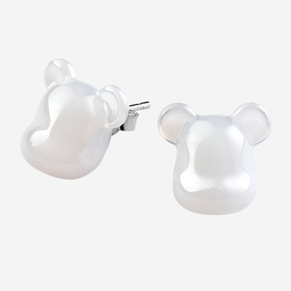 Baccarat Bearbrick Sterling Silver & White Crystal Stud Earrings 2814122 - THE SOLIST