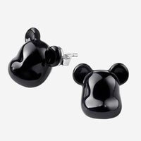 Baccarat Bearbrick Sterling Silver & Black Crystal Stud Earrings 2814123