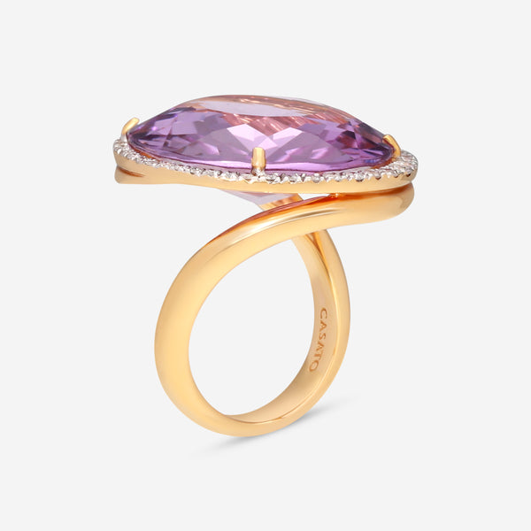 Casato 18K Yellow Gold, Amethyst and Diamond Vintage Style Ring 294345