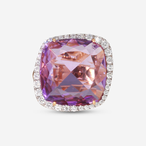 Casato 18K Yellow Gold, Amethyst and Diamond 0.83ct. tw. Vintage Style Cocktail Ring 294372 - THE SOLIST