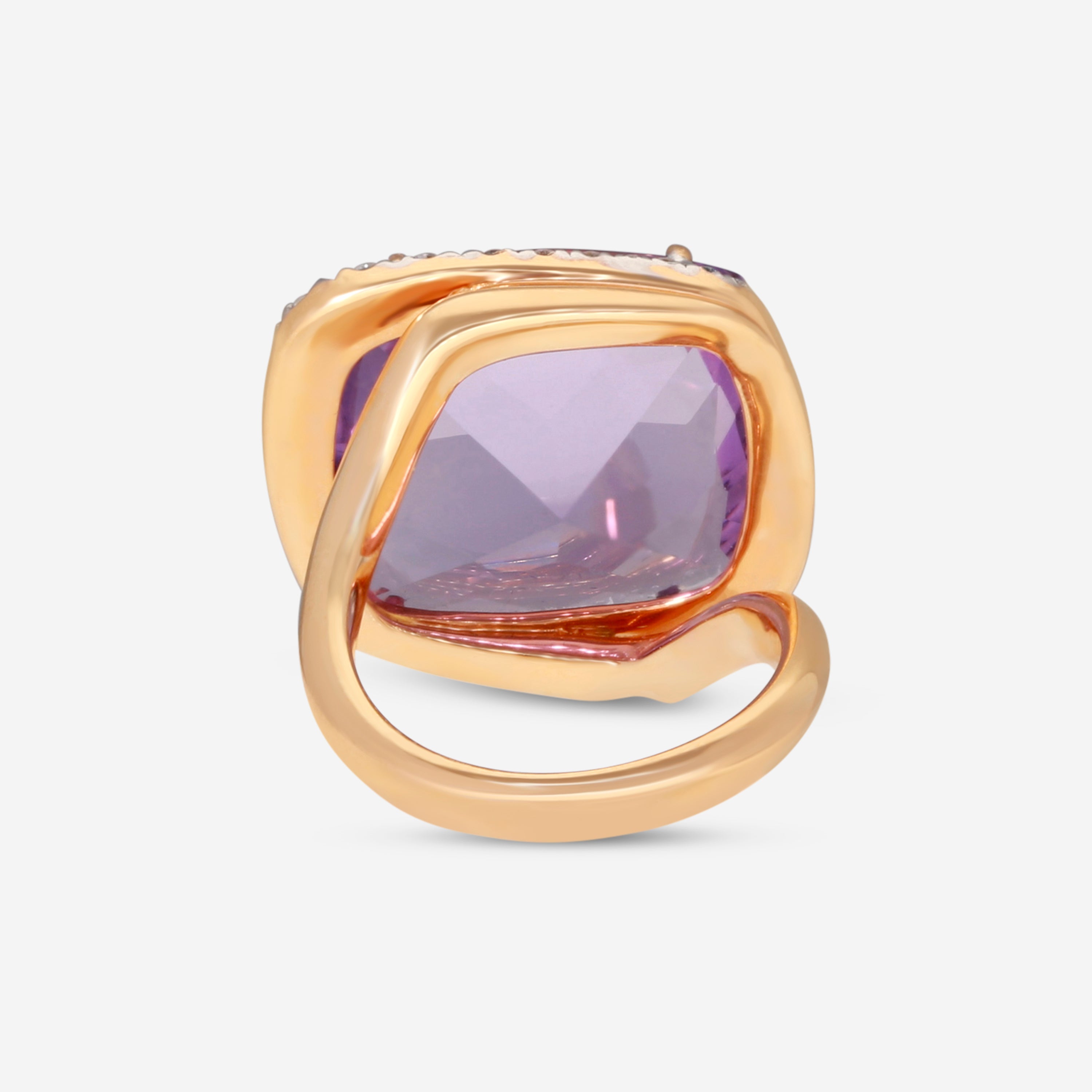 Casato 18K Yellow Gold, Amethyst and Diamond 0.83ct. tw. Vintage Style Cocktail Ring 294372