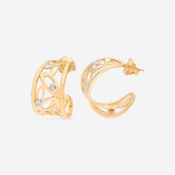 Roberto Coin Chic and Shine 18K Yellow & White Gold Diamond Hoop Earrings 295443AJERX0