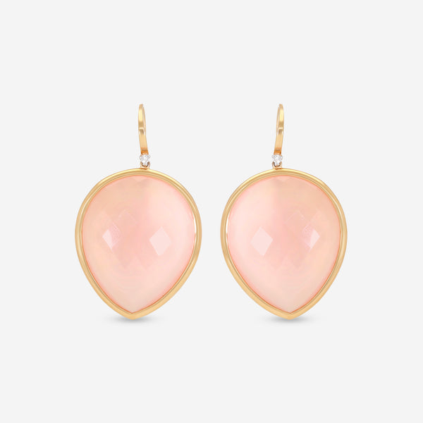 Casato 18K Yellow Gold, Pink Chalcedony and Diamond Drop Earrings 29711 - THE SOLIST
