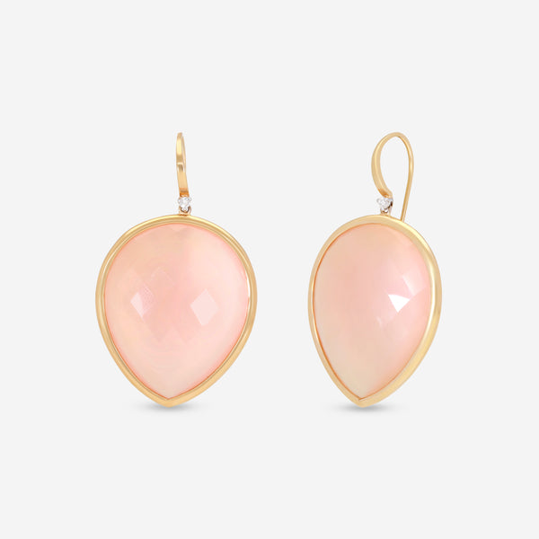 Casato 18K Yellow Gold, Pink Chalcedony and Diamond Drop Earrings 29711 - THE SOLIST