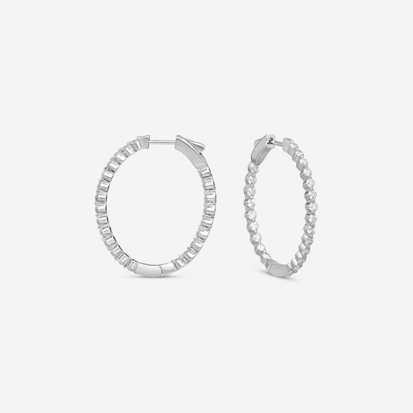 Ina Mar 14K White Gold Diamond Shared Prong Oval Hoop Earrings E1182B-FW-200F - THE SOLIST