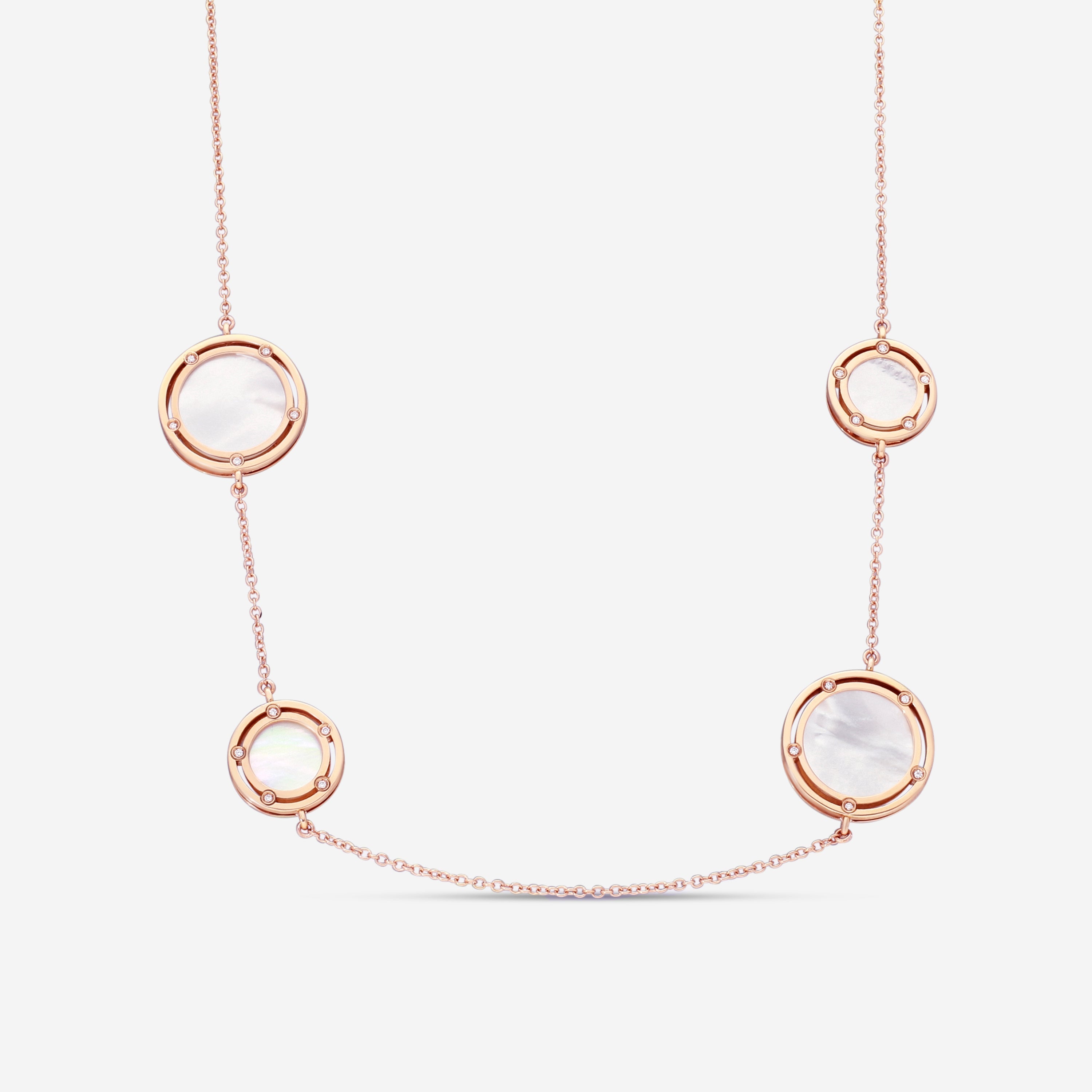 Damiani D. Side 18K Rose Gold Diamond & Mother of Pearl Station Necklace 20080105