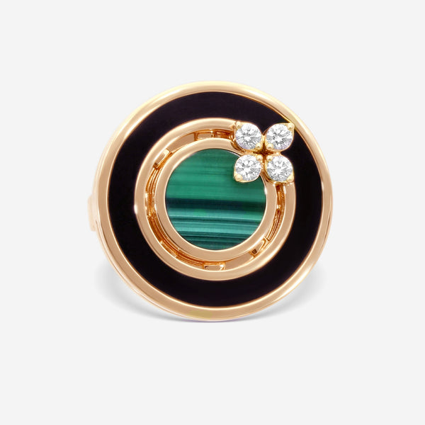 Roberto Coin Love in Verona 18K Rose Gold Diamond, Black Jade & Malachite Ring Sz. 6.5 8883125AX65X