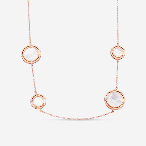 Damiani D. Side 18K Rose Gold Diamond & Mother of Pearl Station Necklace 20080105