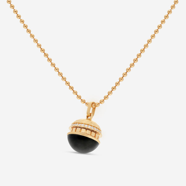Roberto Coin Mosaic 18K Rose Gold Black Jade & Diamond Pendant Necklace 8883552AX17XB