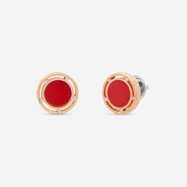 Damiani D. Side 18K Rose & White Gold Diamond & Red Stone Stud Earrings 20086728