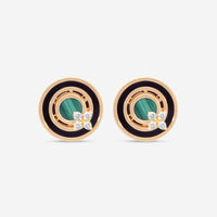 Roberto Coin Love in Verona 18K Rose Gold Diamond, Black Jade & Malachite Stud Earrings 8883125AXERX