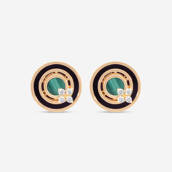 Roberto Coin Love in Verona 18K Rose Gold Diamond, Black Jade & Malachite Stud Earrings 8883125AXERX