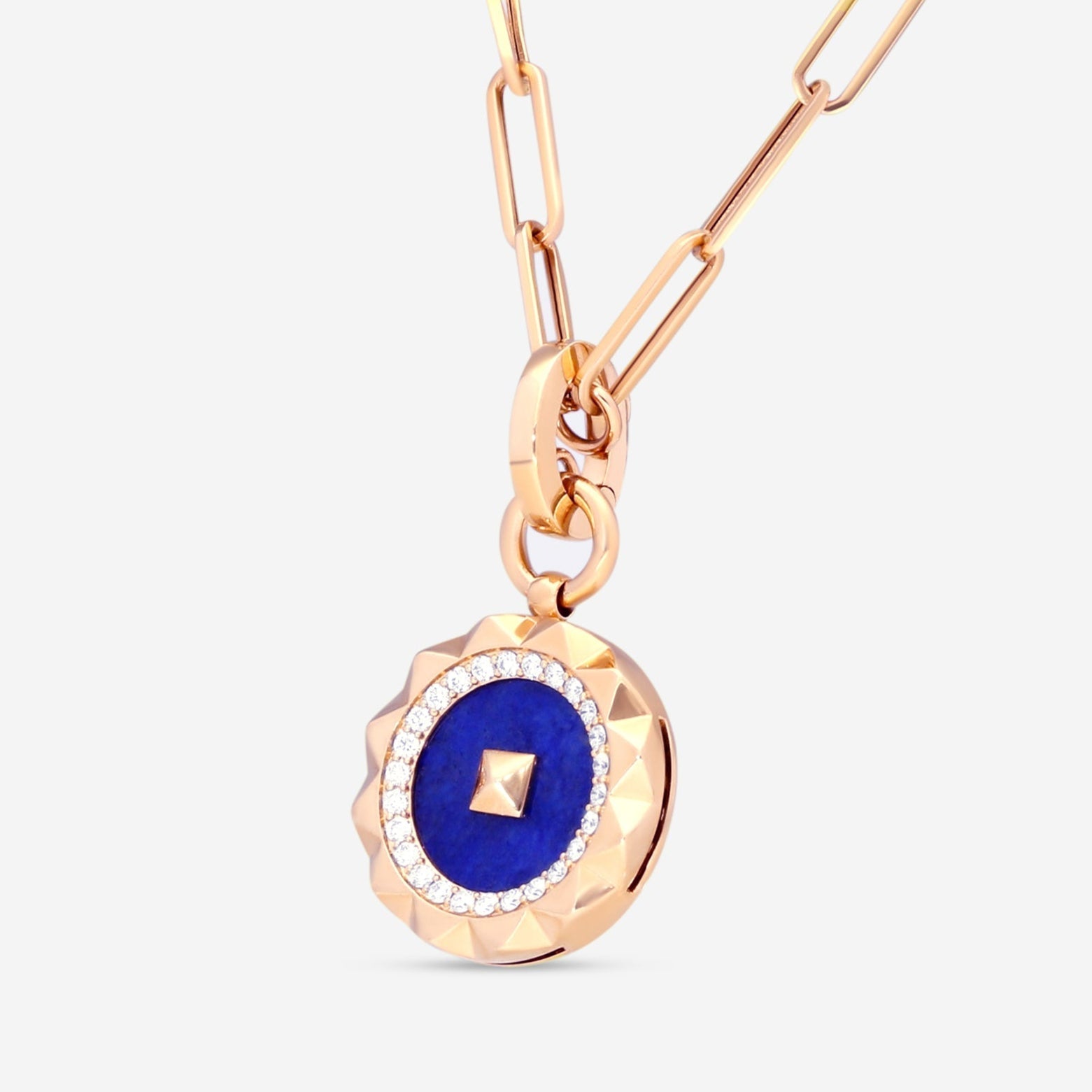 Roberto Coin Obelisco 18K Rose Gold Diamond & Blue Lapis Pendant Necklace 8883122AX19XB - THE SOLIST