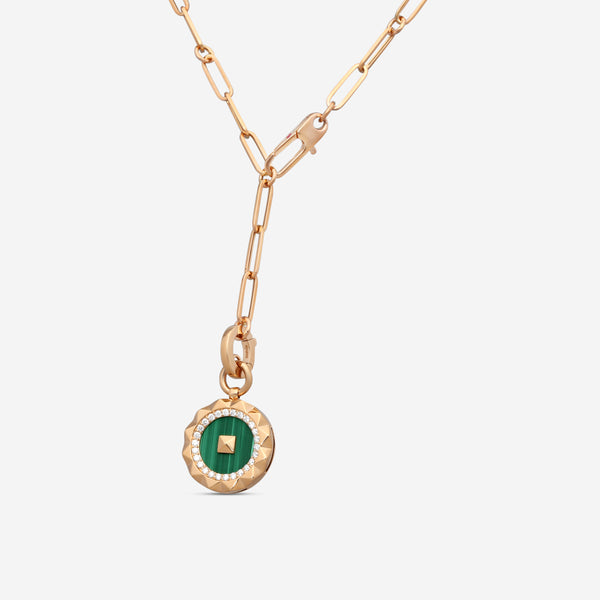 Roberto Coin Obelisco 18K Rose Gold Diamond & Malachite Pendant Necklace 8883122AX19XM