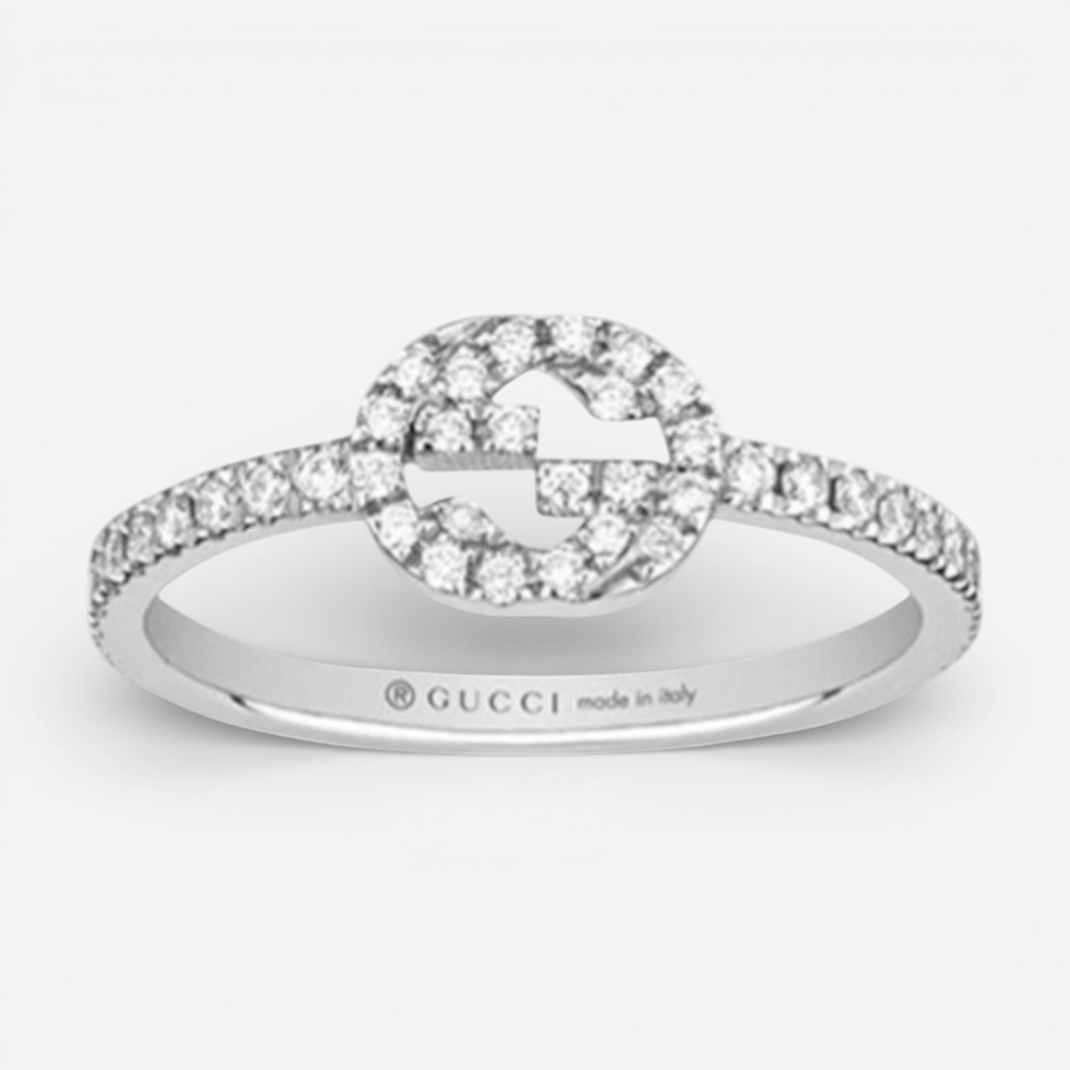 Interlocking G 18K White Gold Diamond Ring Sz. 6.75 YBC6791130010