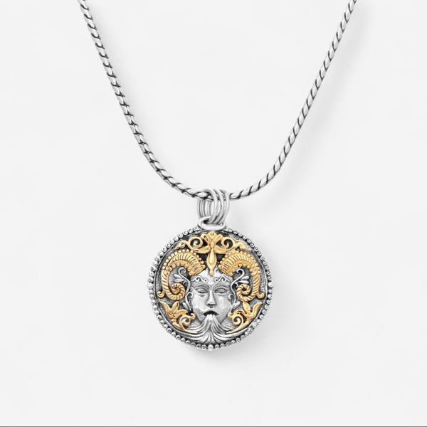 Konstantino Zodiac Capicorn Sterling Silver & 18K Yellow Gold Carved Pendant MEKJ632-130 - THE SOLIST
