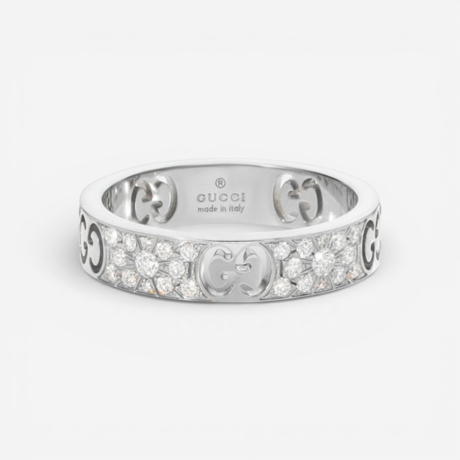 Gucci Icon 18K White Gold Diamond Band Ring YBC7294150020 - THE SOLIST
