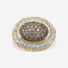 Charles Krypell Sterling Silver and 18K Yellow Gold, Brown and White Diamond Statement Ring Sz. 6.5 3-6425-SBLKP