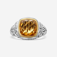 Charles Krypell Sterling Silver and 18K Yellow Gold, Citrine Ring Sz. 6.5 3-6643-SC