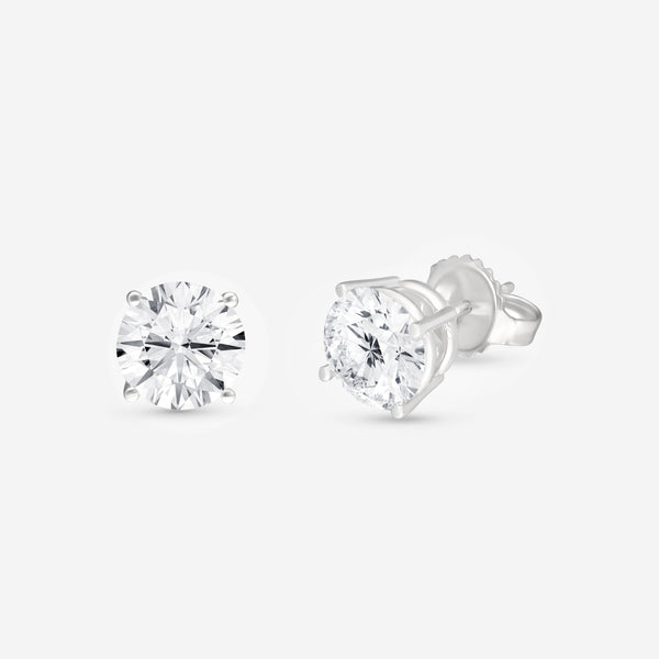 Ina Mar 14K White Gold Four-Prong Solitaire Round Cut IGI Certified Lab Grown Diamond 3.00ct.twd. Stud Earrings 300S310LGW4