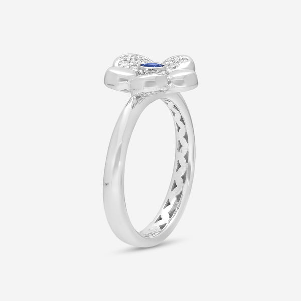 Crivelli Little Daisy 18K White Gold Diamond & Sapphire Ring Sz. 6.75 302-R799M-AN