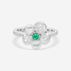 Crivelli Little Daisy 18K White Gold Diamond & Emerald Ring Sz. 6.5 302-R799M-AN - THE SOLIST