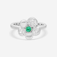 Crivelli Little Daisy 18K White Gold Diamond & Emerald Ring Sz. 6.5 302-R799M-AN - THE SOLIST