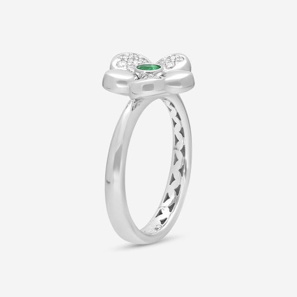 Crivelli Little Daisy 18K White Gold Diamond & Emerald Ring Sz. 6.5 302-R799M-AN - THE SOLIST