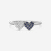 Sydney Evan Double Heart 14K White Gold Diamond and Sapphire Ring Sz. 6 30397S-WB