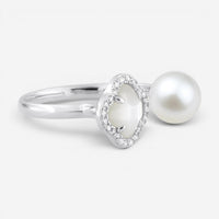 Morganne Bello Victoria Pearls 18K White Gold Multi-Gemstone Open Ring 3061WB211
