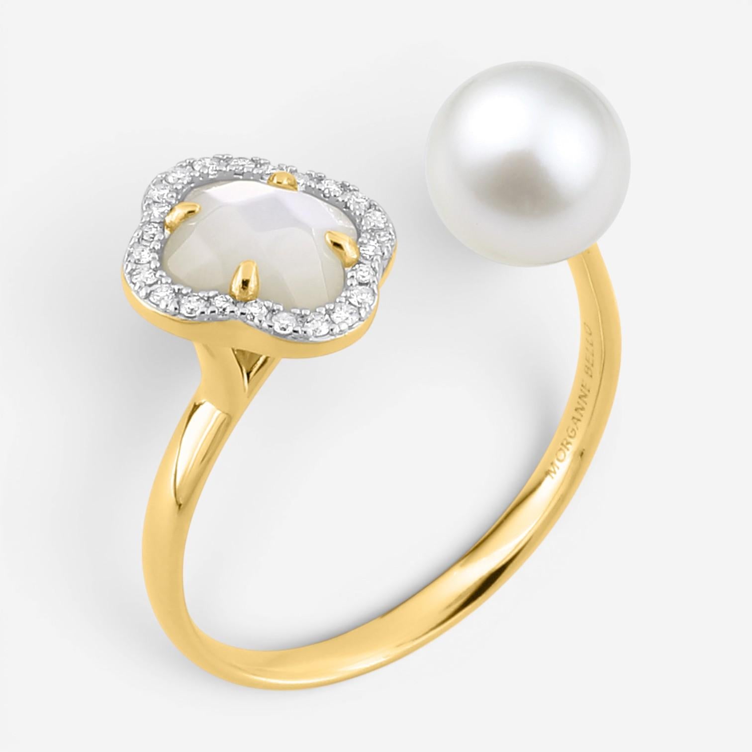 Morganne Bello Victoria Pearls 18K Yellow Gold Multi-Gemstone Ring 3061YB211D