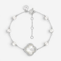 Morganne Bello Victoria Pearls 18K White Gold Pearl & Diamond Bracelet 3062WB111