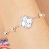 Morganne Bello Victoria Pearls 18K White Gold Pearl & Diamond Bracelet 3062WB111