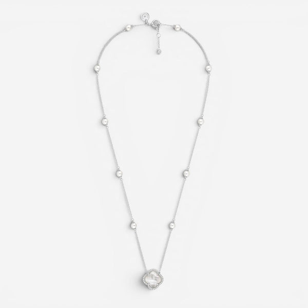 Morganne Bello Victoria Pearls 18K White Gold Pearl & Diamond Necklace 3063WB111
