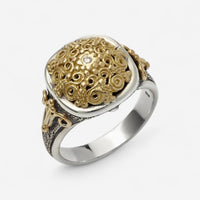 Konstantino Sterling Silver & 18K Yellow Gold Diamond Ring Sz. 7 DKJ90-109-S7