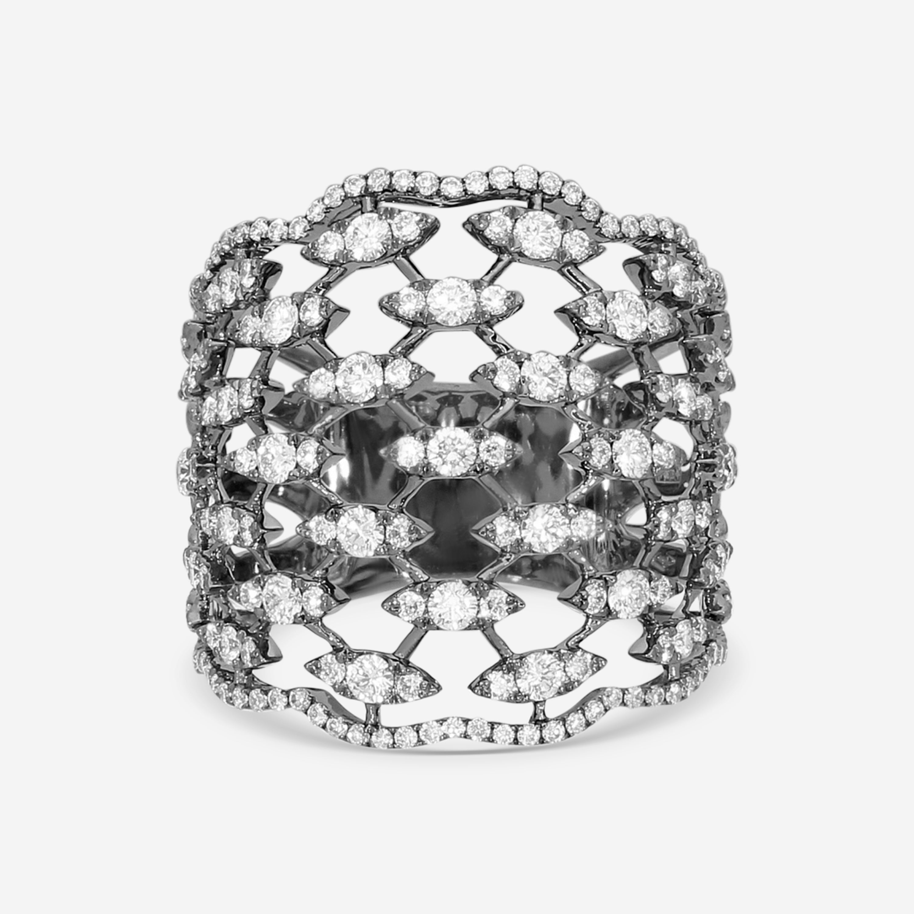 Crivelli 18K White Gold Diamond Fascia Bombata Griffata Ring Sz. 6.5 320-R93593 - THE SOLIST