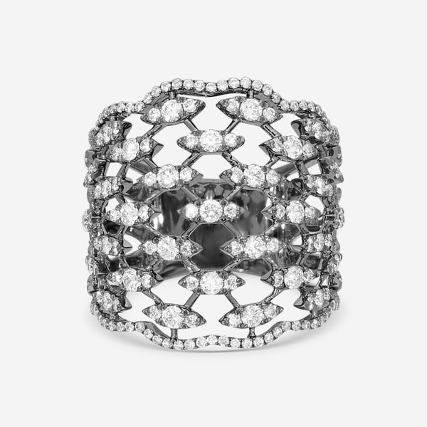 Crivelli 18K White Gold Diamond Fascia Bombata Griffata Ring Sz. 6.5 320-R93593 - THE SOLIST