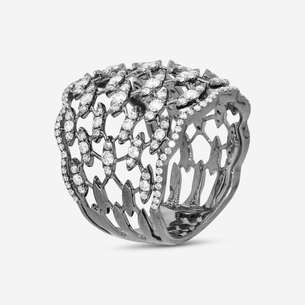 Crivelli 18K White Gold Diamond Fascia Bombata Griffata Ring Sz. 6.5 320-R93593 - THE SOLIST