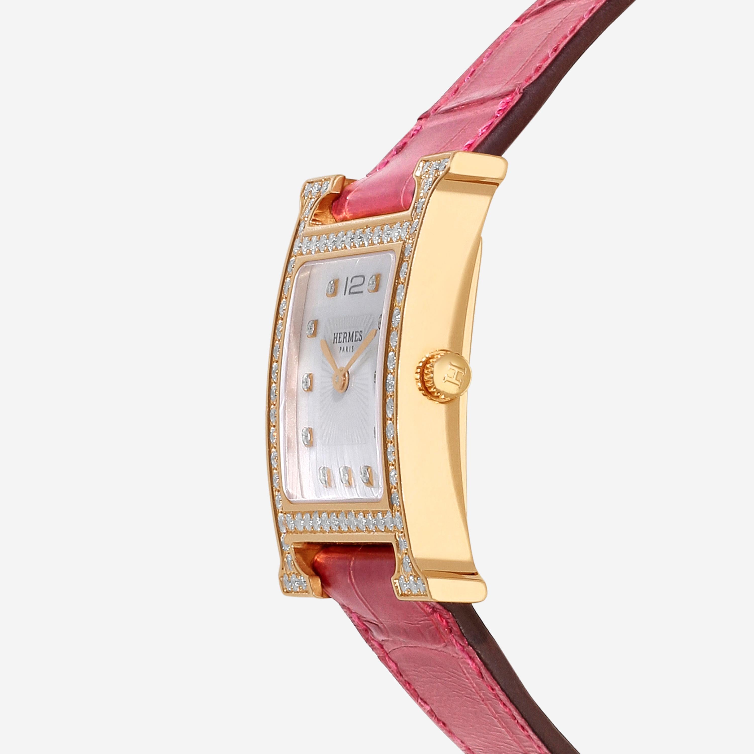 Hermès Heure H 18K Rose Gold Diamond Automatic Ladies Watch HH1.571E