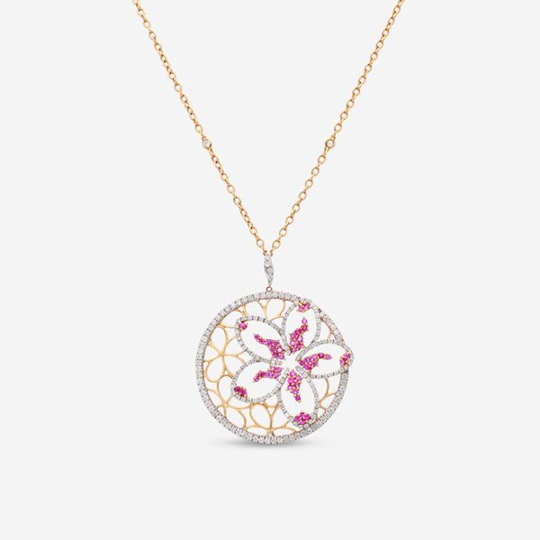 Casato 18K Yellow Gold, Sapphire and Diamond 2.84ct. tw. Flower Pendant Necklace 339725 - THE SOLIST