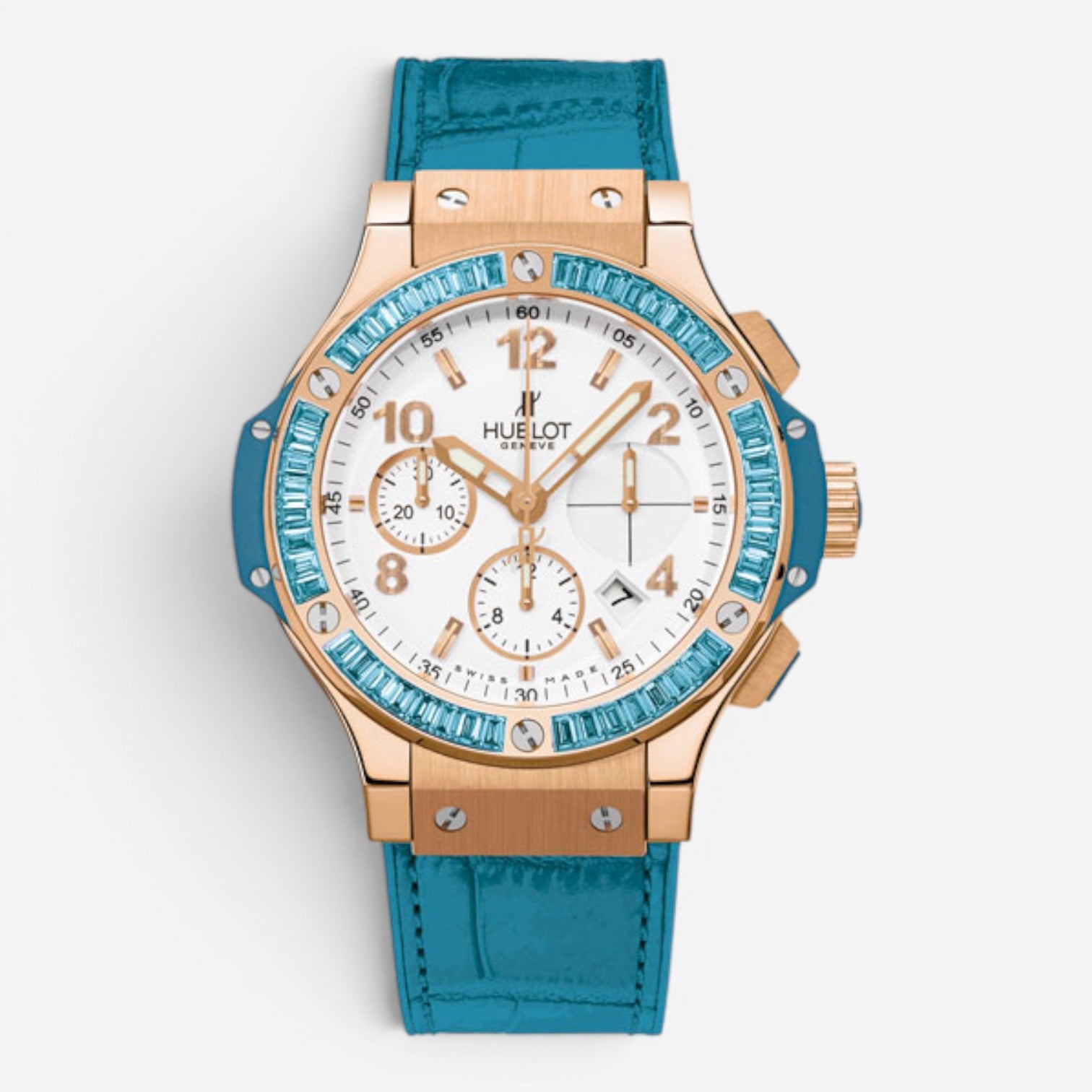 Hublot Big Bang Tutti Frutti Chrono 18K Rose Gold Blue Topaz Automatic Ladies Watch 341.PL.2010.LR - THE SOLIST