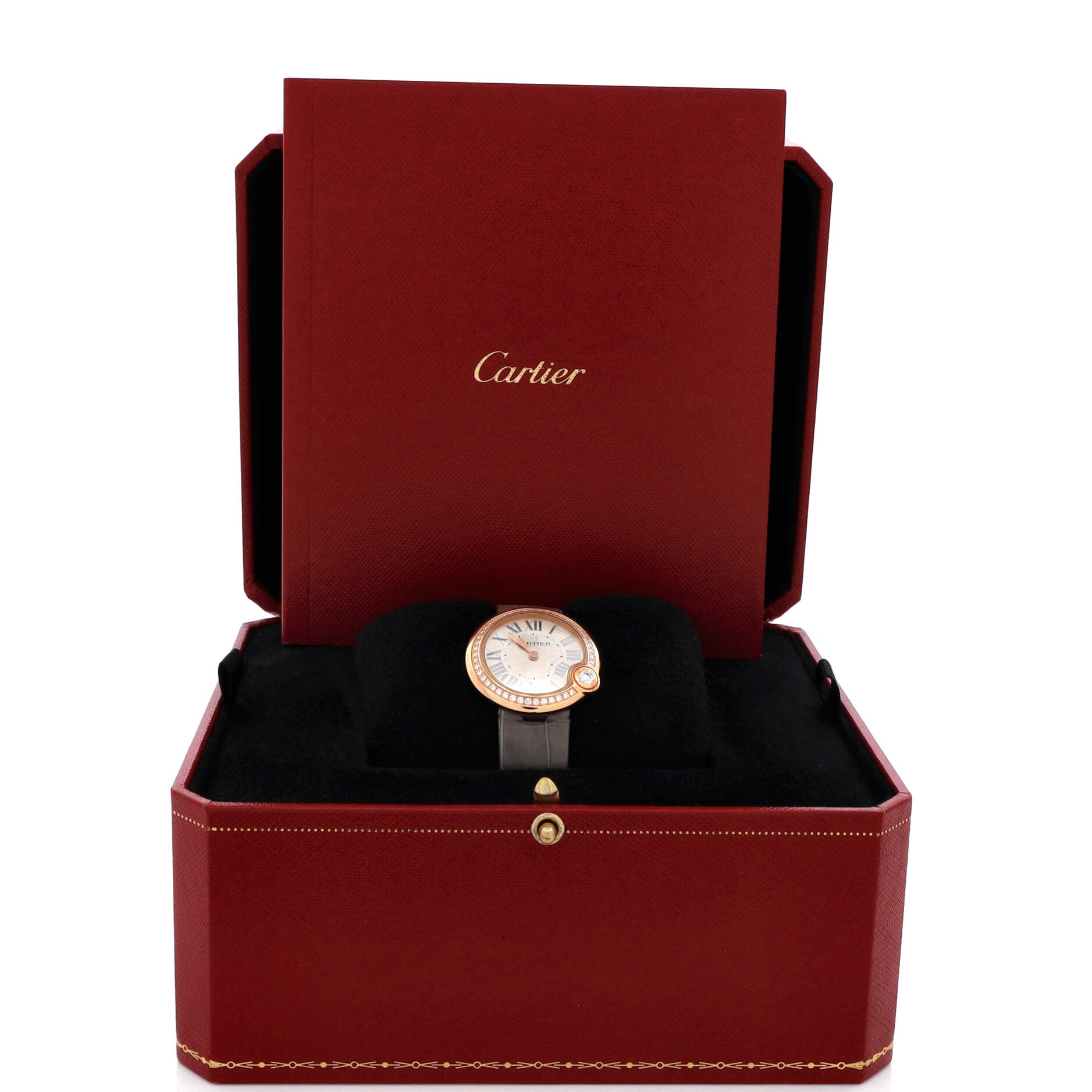 Cartier Ballon Blanc de Cartier Quartz Watch Rose Gold with Diamond Bezel and Alligator 30