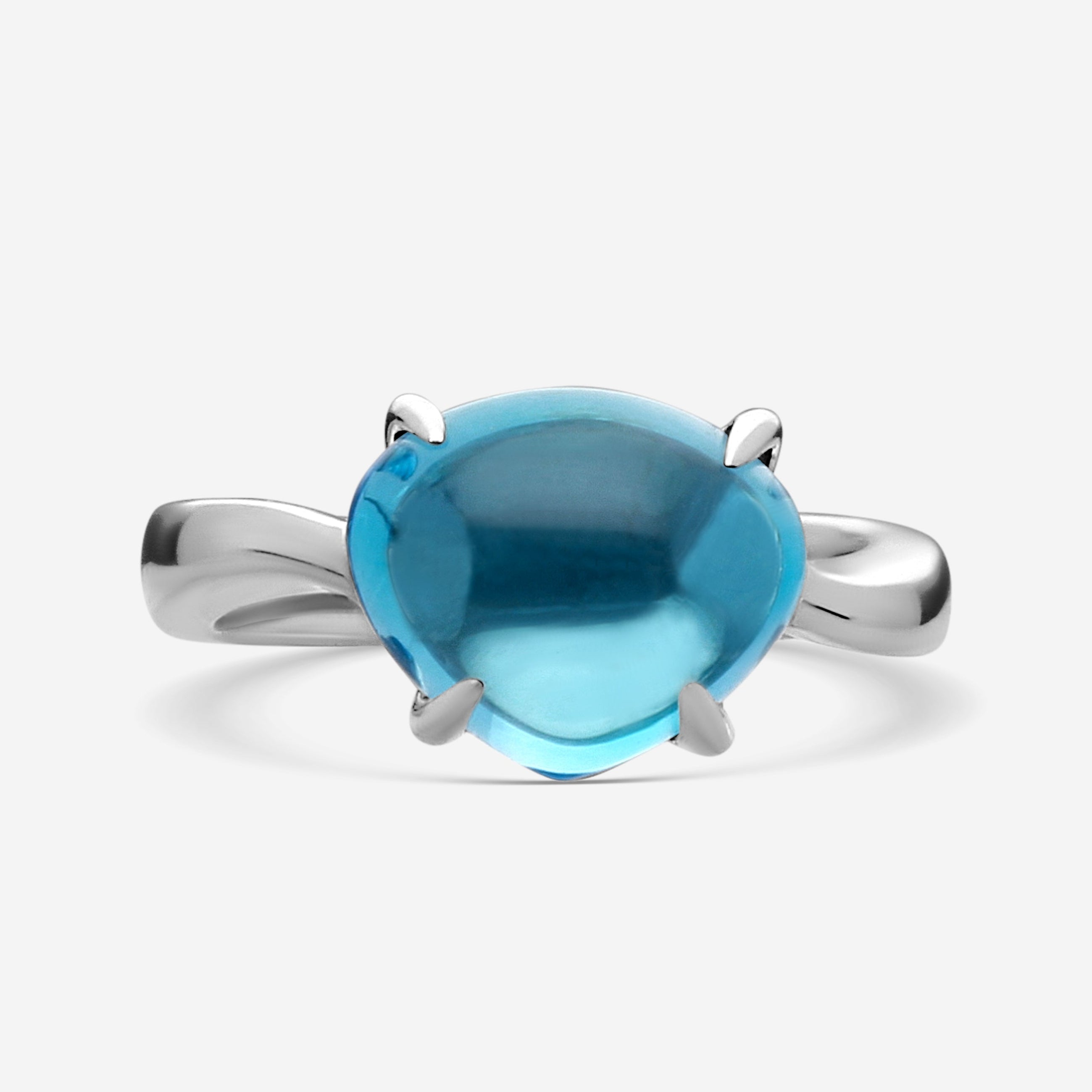 Bulgari Sassi 18K White Gold Blue Topaz Ring Sz. 5 346937 - THE SOLIST